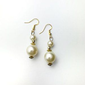 Retro stacked imitation pearl dangle earrings